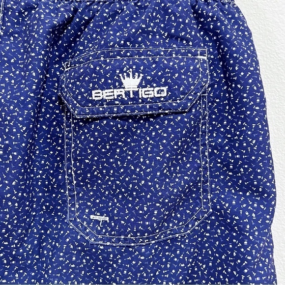 BERTIGO Mens Swim Trunks Mini Chest Prints Blue Size M - Picture 4 of 10